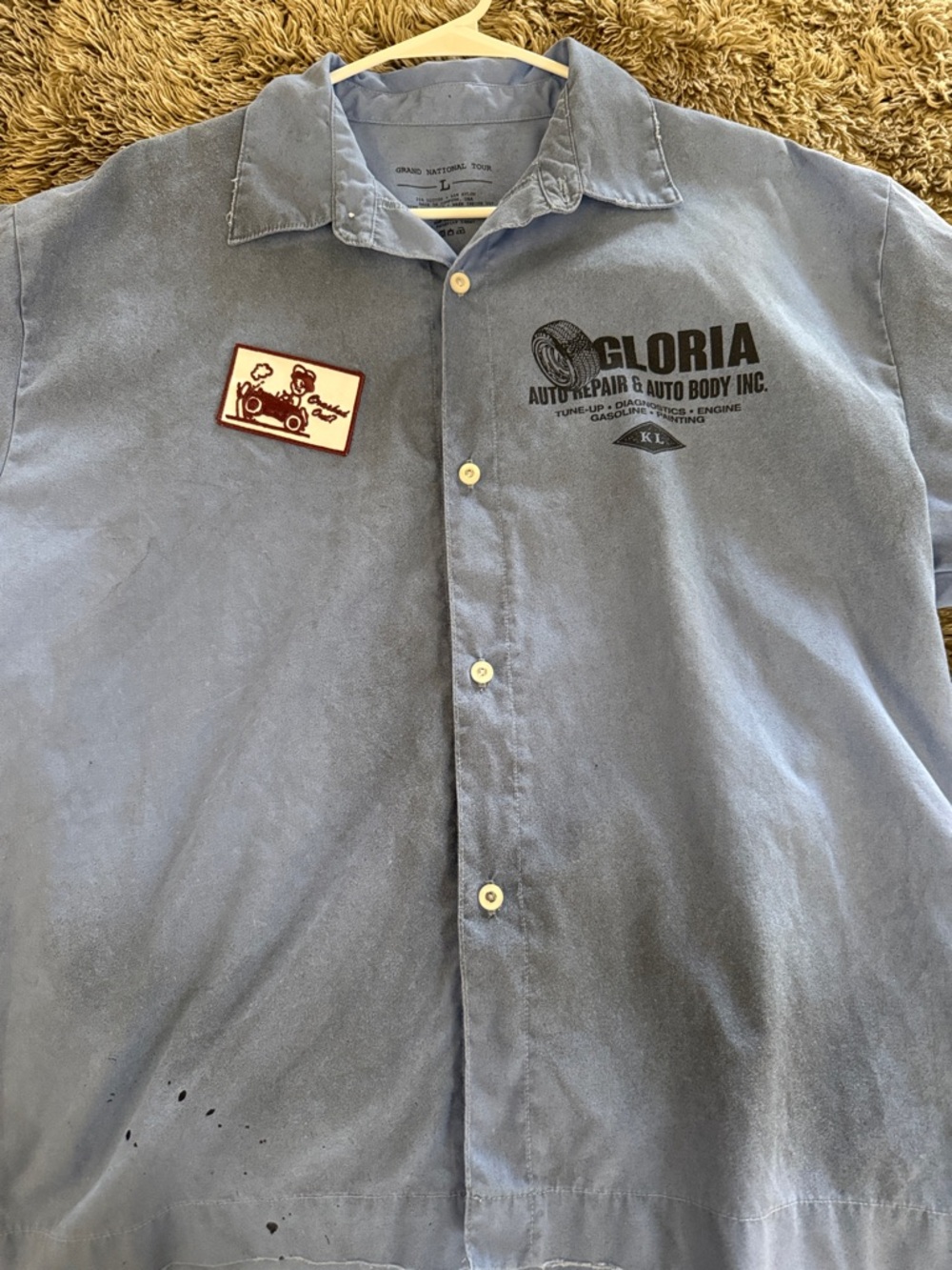 Kendrick Lamar GNX Tour Gloria Auto Repair Men's Work Polo Shirt in Faded Blue